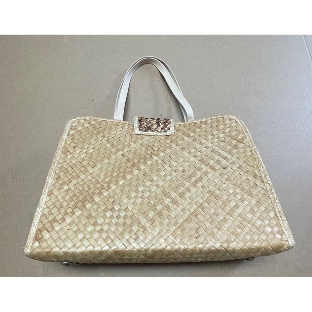Vintage Mid Century Straw "Florida" Lined Souvenir Embroidered Tote 1950s 1960s - Picture 8 of 14
